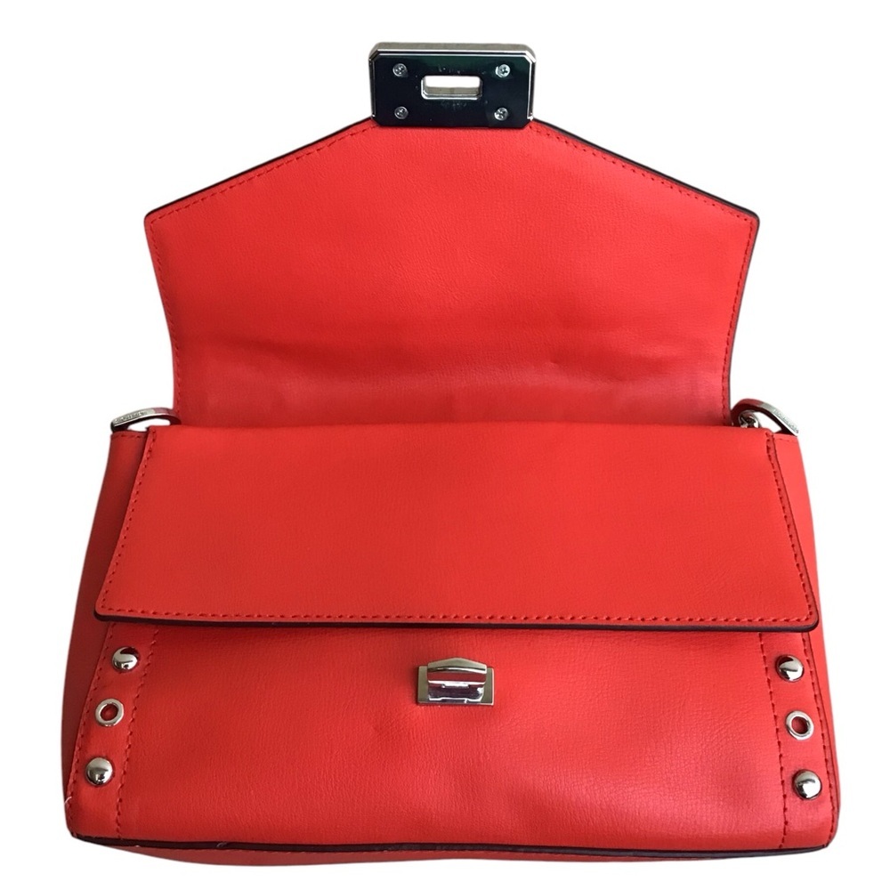 Michael Kors Kinsley Red Leather Studded Crossbody - Picture 16 of 17